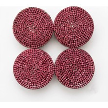 Oto Aksesuarcım Kristal Taşlı Geçme Jant Göbeği Kapağı Pembe 4\'lü 55MM