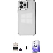 Marsilyan™- iPhone 14 Pro Max Kılıf Doruk Doku Prime - Siyah Bilvis 5in1 5d Magic Hayalet Cam Ekran Koruyucu + Bilvis Titan Kamera Lens - Gd