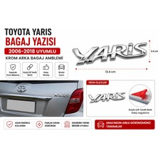 İTHAL Toyota Yaris Bagaj Yazısı Krom Arka Bagaj Amblemi 2006-2018 Uyumlu