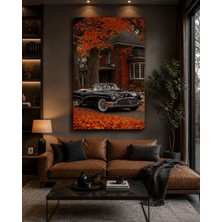 Othello Art Klasik Araba Kanvas Tablo Vintage Amerikan Otomobili Sonbahar Manzarası Dekoratif Salon Ofis Duvar Dekoru Çerçevesiz