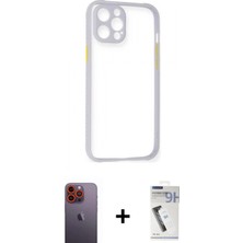 Marsilyan™- iPhone 12 Pro Max Kılıf Nova Asil Özel Seri - Şeffaf Uv Polymer Nano Ekran Koruyucu + Neon Fosforlu Kamera Lens - Tu