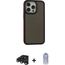 Marsilyan™- iPhone 15 Pro Kılıf Eksen Işık - Siyah Joko Magic 5d Cam + Raze Metal Kamera Lens - Tmgı
