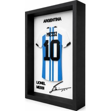 Reborn 3D Arjantin Lionel Messi Imzalı Forma Tablo 3D Çerçeveli Dekoratif Tablo