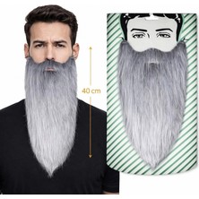 Marsilyan™- Gri Renk Lastikli Uzun Takma Sakal 40 cm