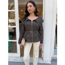 Kedi Fashion Fermuarlı Kot Gömlek