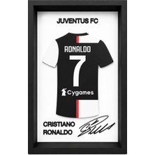 Reborn 3D Cristiano Ronaldo Imzalı Forma Tablo 3D Çerçeveli Dekoratif Tablo 14X22 cm