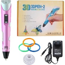 Tastech 3D Kalem Yazıcı Modelleme Baskı Kalemi Çocuklar Için Eğitici Oyuncak LCD Ekran Isı Ayarlı Adaptörlü Pembe