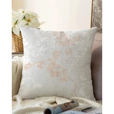 Rem Home Çift Taraflı Renkli Zeminli Sarmaşık Desenli Dijital Baskılı Modern Raşel Örme Yastık Kırlent Kılıfı