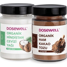 Dosewell Organik Hindistan Cevizi Yağı 300 ml + Organik Ham Kakao Tozu 140 gr  ( 2'li Avantajlı Paketi )