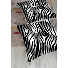 Rem Home Zebra Desenli Dijital Baskılı Modern Yer Minderi