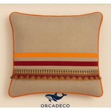 Orcadeco -Ottoman Empire Collection/dokuma Şerit & Püskül Detaylı Dekoratif Kırlent 45X45TURUNCU