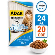 Adak Balıklı Kısırlaştırılmış Yetişkin Kedi Yaş Maması Pouch 85 gr x 24 Adet