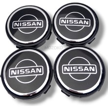 MOZOKO Nissan Uyumlu 58/55 mm Siyah Geçmeli Jant Göbeği Kapak Seti, 4 Adet Krom Görünümlü