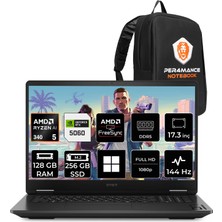 Hp Omen 17 Amd Ryzen Aı 5 340 Rtx 5060 8gb 128GB Ram 256GB SSD 17.3" Fhd 144Hz WIN11 Pro C2EZ7EAP355 Gaming Laptop + Per4 Çanta