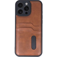 The Gencoo Iphone 16 Pro Kılıf Sara Kartvizitli Deri Kılıf - Taba