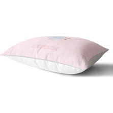 Rem Home Pembe Zeminli Çizgili Özel Tasarım Bebek Odası Dikdörtgen Yastık Kılıfı