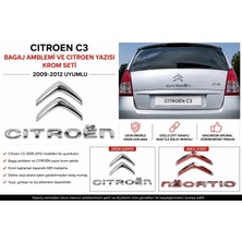 İTHAL Citroen C3 Bagaj Amblemi ve Citroen Yazısı Krom Seti 2009-2012 Uyumlu