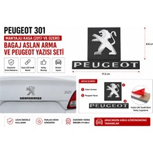 İTHAL Peugeot 301 Makyajlı Kasa Bagaj Aslan Arması ve Peugeot Yazısı Krom Seti 2017 ve Üzeri Uyumlu
