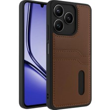 The Gencoo Realme Note 50 4g Kılıf Sara Kartvizitli Deri Kılıf - Taba