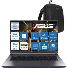 Asus Rog Strix G18 G815LR Intel Ultra 9 290HX Plus Aı 64GB Ddr5 4tb SSD 12GB/RTX5070Tİ 140W 18-Inch 2.5k (2560 x 1600, Wqxga 300Hz  WINDOWS11PRO Gaming Laptop WTT362P31+ZETTAÇANTA