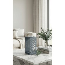 Moon Frame Studio Avena Başak Desenli Modern Metal Mumluk (Gri )