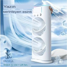 Premini Şarjlı Kumandalı Iki Pervaneli Serinletici Masa ve Kamp Fanı