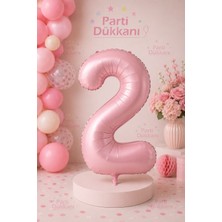 Parti Dükkanı Pembe 2 Rakam Folyo Balon 34 Inç 76 cm Helyum Uyumlu Doğum Günü Baby Shower Yıl Dönümü Parti Balonu (0-9)