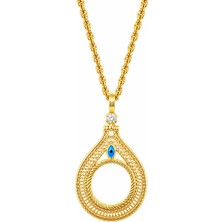 Vipfoni Gold Renk Zirkon Taşlı Kaplama Gram ve Çeyreklik Takılan Zincir Dahil 60CM Kolye -M1