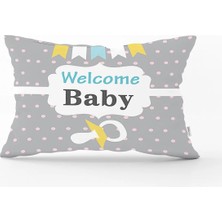 Rem Home Gri Zeminde Balon ve Zürafa Bebek Odası Dikdörtgen Yastık Kılıfı