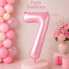 Parti Dükkanı Pembe 7 Rakam Folyo Balon 34 Inç 76 cm Helyum Uyumlu Doğum Günü Baby Shower Yıl Dönümü Parti Balonu (0-9)