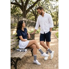 Mora Fit 3’lü Paket Çizgili Tenisçi Çorabı - Siyah Beyaz Çizgili Modern Tasarım - Unisex