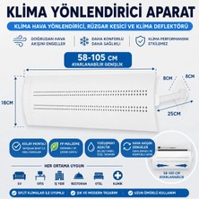 Premini Enerji Tasarruflu Klima Hava Yönlendirici ve Siperliği, 58-105 cm