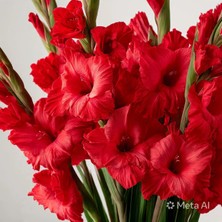 NET TARIM 4 Adet Kırmızı Glayöl Swan Gladiolus Çiçeği Soğanı