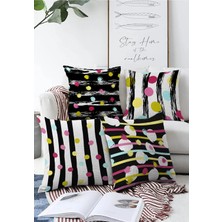 Rem Home 4'lü Çift Taraflı Renkli Puantiye Motifli Dijital Baskılı Modern Raşel Kırlent Kılıf Seti 55X55CM