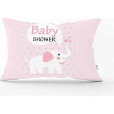Rem Home Baby Shower Fil Desenli Dijital Baskılı Bebek Odası Dikdörtgen Yastık Kılıfı