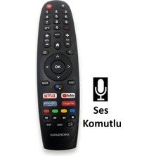 Grundig Orjinal Ses Komutlu Bluetooth Android Tv Kumandası - Netflix / Youtube Tuşlu