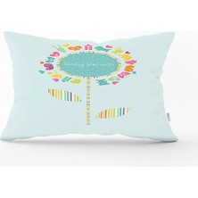Rem Home Mint Yeşili Baby Shower Tasarımlı Çocuk Odası Dikdörtgen Yastık Kılıfı