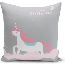 Rem Home Pembe Çizgili Bebek Arabası Motifli Bebek Odası Yastık Kılıfı