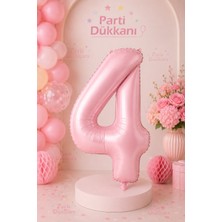 Parti Dükkanı Pembe 4 Rakam Folyo Balon 34 Inç 76 cm Helyum Uyumlu Doğum Günü Baby Shower Yıl Dönümü Parti Balonu (0-9)