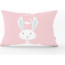 Rem Home Mavi Beyaz Çizgili Baby Shower Desenli Bebek Odası Dikdörtgen Yastık Kılıfı