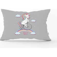 Rem Home Gri Zeminde Baby Shower Tasarımlı Çocuk Odası Dikdörtgen Yastık Kılıfı