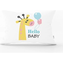 Rem Home Gri Zeminde Uçan Balon Desenli Bebek Odası Dikdörtgen Yastık Kılıfı