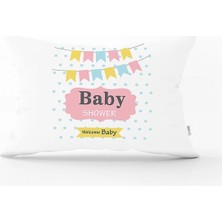 Rem Home Baby Shower Desenli Dijital Baskılı Bebek Odası Dikdörtgen Yastık Kılıfı