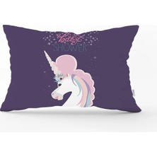Rem Home Baby Shower Unicorn At Tasarımlı Çocuk Odası Dikdörtgen Yastık Kılıfı