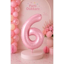 Parti Dükkanı Pembe 6 Rakam Folyo Balon 34 Inç 76 cm Helyum Uyumlu Doğum Günü Baby Shower Yıl Dönümü Parti Balonu (0-9)