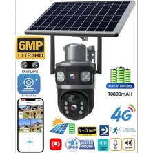 Tastech 6mp Solar Güneş Panelli Güvenlik Kamerası Sim Kart Destekli Dahili Batarya Hareket Algılama Alarm