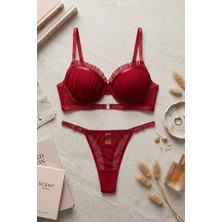 Hadiora Kadın Bordo Istiridye Model Desekli Sütyen Takım