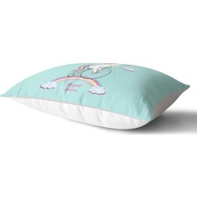 Rem Home Pembe Zeminde Its Girl Tavşan Tasarımlı Bebek Odası Dikdörtgen Yastık Kılıfı