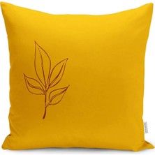 Rem Home Minimalist Zeminde Çiçek Motifli Floral Desenli Dijital Baskılı Yastık Kırlent Kılıfı