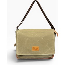 Old Cotton Cargo Kanvas Kumaş Postacı Omuz Çantası Unisex Boıse Computer Bag 15.6'' Bej